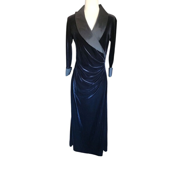 Vintage Tadashi Velvet Formal Dress Womens S Black Wedding Guest Sophisticated - Picture 1 of 9